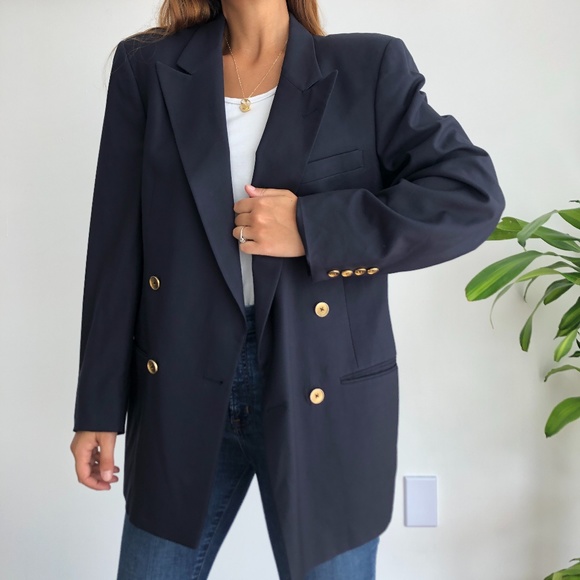 Christian Dior double breasted navy blazer jacket